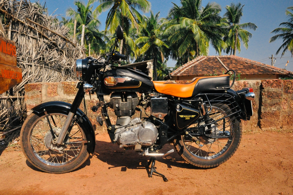 motorcycle riding in Goa, India, Royal Enfield