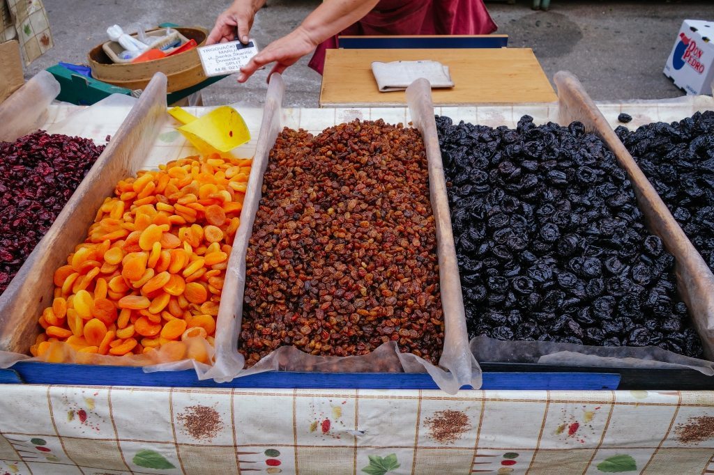 Dried fruits at Split local market