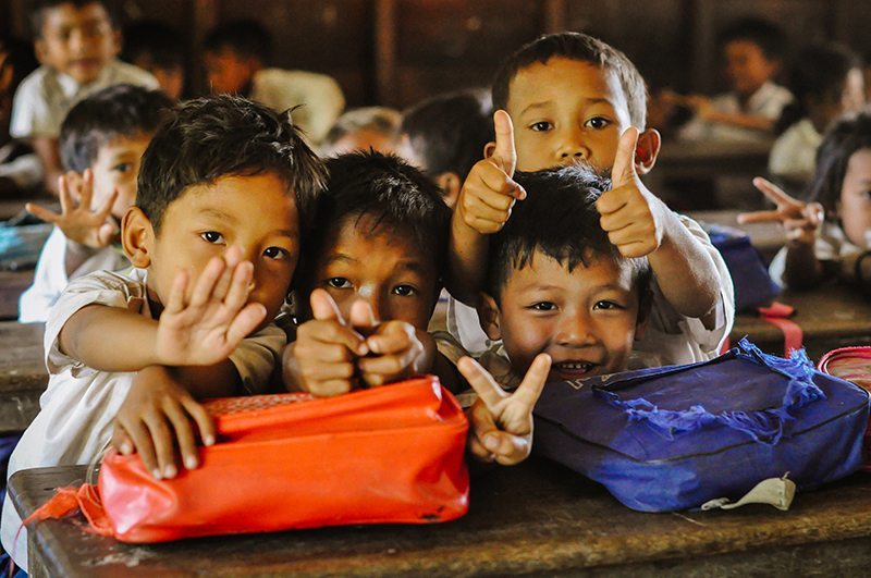 Cambodian school children