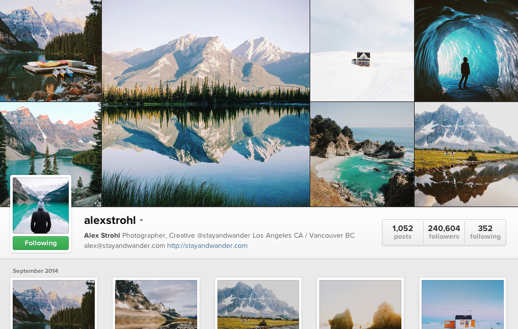 Alex Strohl, Instagram Accounts, Travel