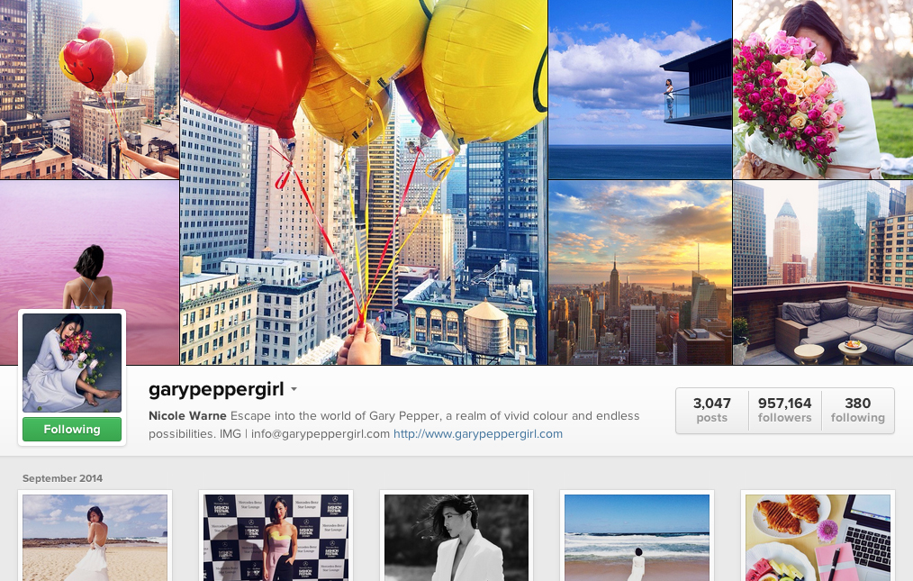 Gary Pepper Girl, Instagram  Accounts, Travel