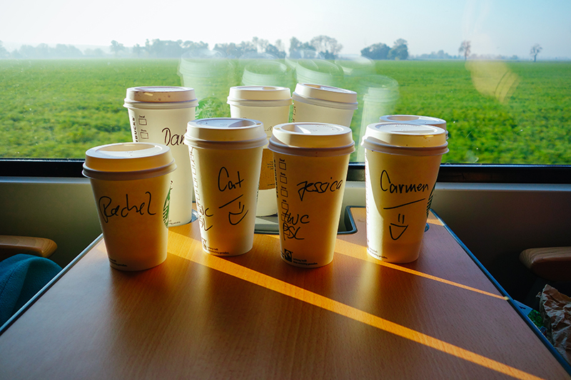 Girls Weekend: coffee on train