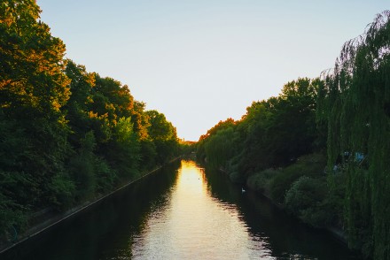 Berlin canal sunset