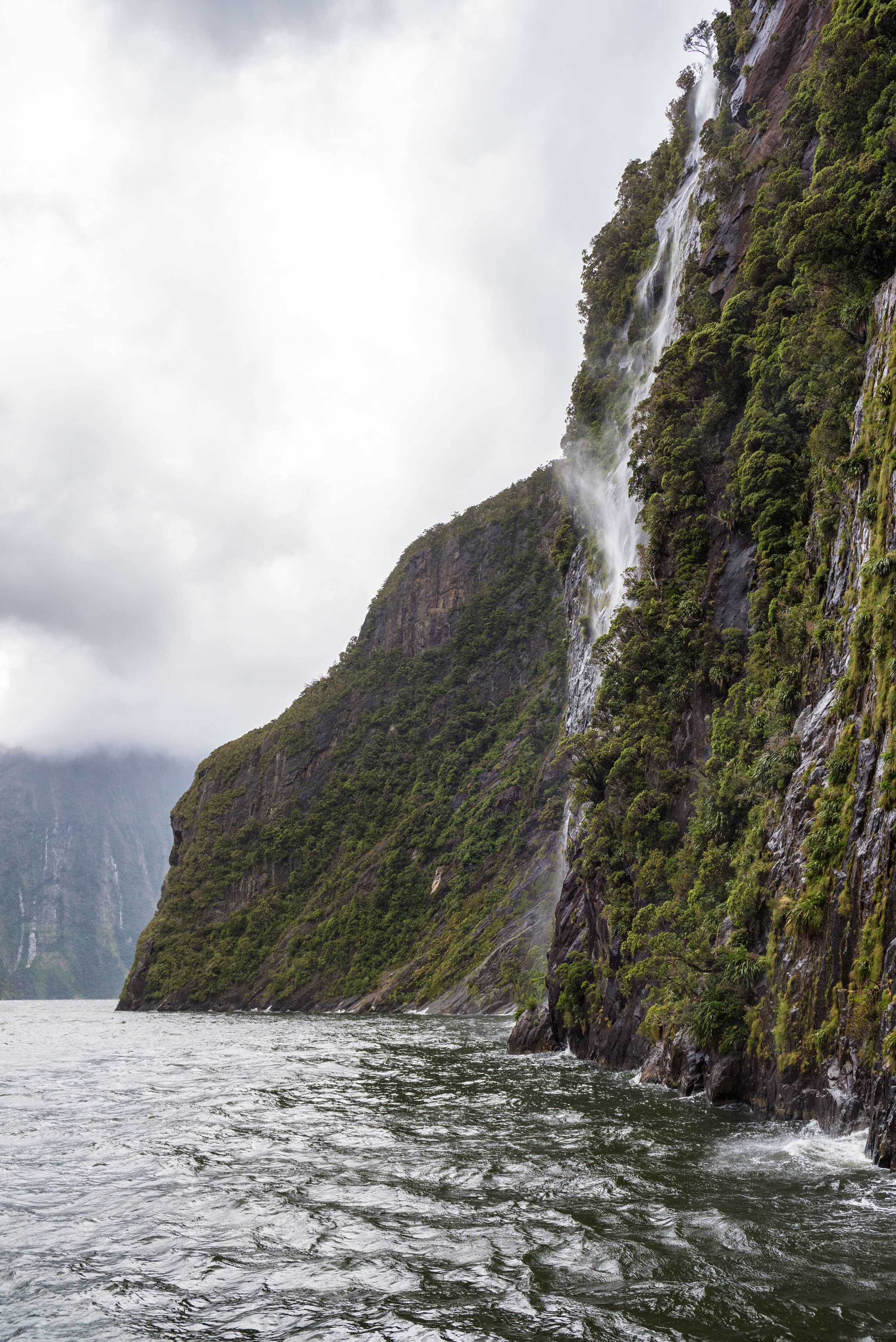 Milford Sound waterfall, New Zealand